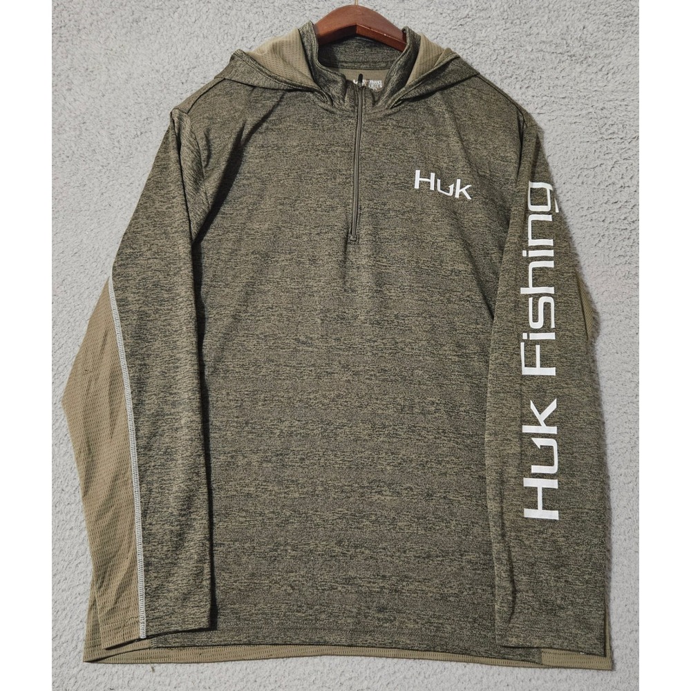 Huk Men's Icon X Cold Front Hoodie Green Pullover‎ Men's Size Medium